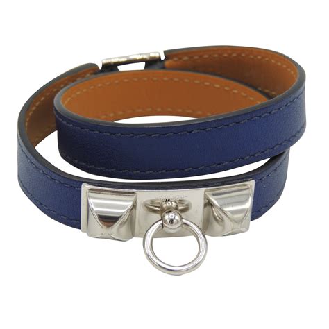 blue hermes exotic.bracelet|Hermes blue leather bracelet.